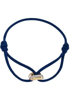 Cartier Blue Cord Bracelet with Gold and Silver Interlocked Ring